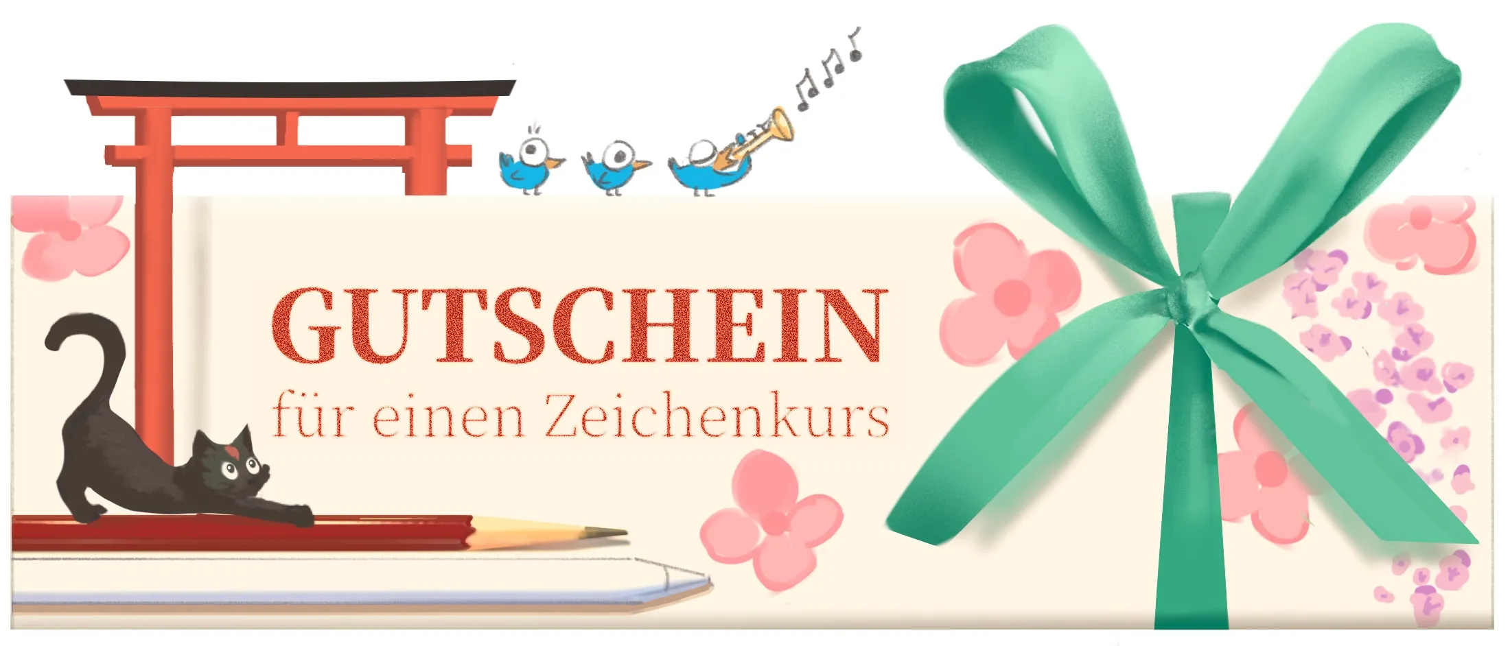 Illustration eines Gutscheins für einen Zeichenkurs